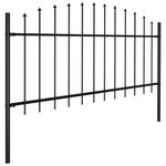 ZNTS Garden Fence with Spear Top Steel x3.4 m Black 277704