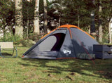 Camping Tent Dome 4-Person Grey and Orange Waterproof 94771