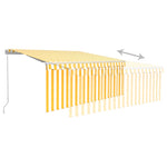 ZNTS Manual Retractable Awning with Blind 3.5x2.5m Yellow&White 3069278