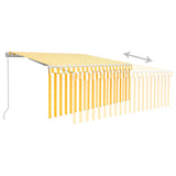 ZNTS Manual Retractable Awning with Blind 3.5x2.5m Yellow&White 3069278