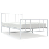Metal Bed Frame without Mattress with Footboard White 107x203cm 352543