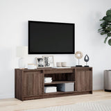 TV Cabinet with LED Brown Oak 139.5x34x50 cm Engineered Wood 852200
