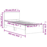 Bed Frame without Mattress with Headboard Black 90x200 cm 838625