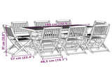 9 Piece Garden Dining Set 180x90x75 cm Solid Wood Acacia 3321531