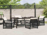 Garden Dining Set 5 pcs Black Poly Rattan 3380619