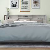 Headboard Cabinet Concrete Grey 220x19x103.5 cm 811902