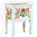 ZNTS Hand Painted Bedside Cabinet 40x30x50 cm Solid Mango Wood 323541