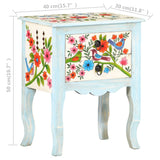 ZNTS Hand Painted Bedside Cabinet 40x30x50 cm Solid Mango Wood 323541