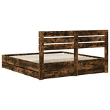 Bed Frame with Drawer Smoked Oak 180 x 200 cm Engineer Wood 3411487
