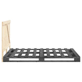 Bed Frame Grey Solid pinewood Double Durable Bed Frame 3281564