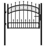 ZNTS Fence Gate with Spear Top Black 103x120 cm Powder-coated Steel 151089