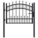 ZNTS Fence Gate with Spear Top Black 103x120 cm Powder-coated Steel 151089