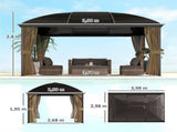 3 x 4m Hardtop Gazebo Canopy with Metal Roof, Aluminium Gazebo Permanent Pavilion with Netting and T3398P315897