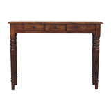 Solid Wood Turned Legs 3 Drawer Chestnut Console, 3 Drawers, Dark Brown B2743P403487