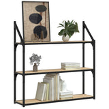 3-Tier Wall Shelf Sonoma Oak 80x21x78.5 cm Engineered Wood 835455