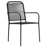 Garden Dining Set Black Powder-coated steel, glass, cotton rope 3060208