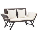 Garden Bench with Cushions Brown 176 cm Poly Rattan 317182