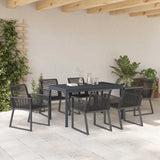 Garden Dining Set 7 pcs Black Poly Rattan 3378820