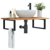 Basin Shelf Wall Mounted Steel and Solid Wood Acacia 3302825