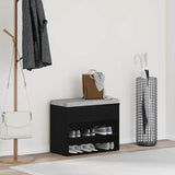 Shoe Bench with Shelf Black Oak 60 x 30 x 45 cm Engineered Wood 862702