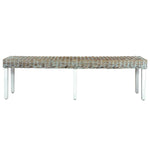 Bench 160 cm White Natural Kubu Rattan and Solid Mango Wood 285792