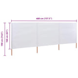 3-panel Wind Screen Fabric 400x160 cm Sand White 47148