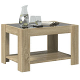 ZNTS Coffee Table with LED Sonoma Oak 73x53x45 cm Engineered Wood 847548