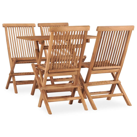 ZNTS 5 Piece Folding Outdoor Dining Set Solid Teak Wood 3059976