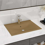 Luxury Basin with Faucet Hole Matt Cream 60x46 cm Ceramic 147029