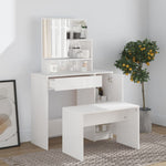 Dressing Table with Mirror High Gloss White 86.5x35x136 cm 802963