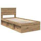 Bed Frame Artisian Oak 90 x 200 cm Solid Pine Wood 3410653