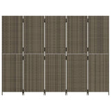 Room Divider 5 Panels Grey Poly Rattan 365350