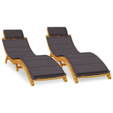 Sun Lounger Set of 2 Dark Grey Solid acacia wood Regular 3155474