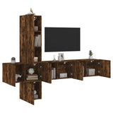 5 Piece TV Wall Units Smoked Oak Engineered Wood 3216461