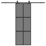 Sliding Door with Hardware Set Black 76x205 cm Tempered Glass 3375966