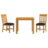 Dining Set 3 pcs Black Solid Oak Wood 3430316