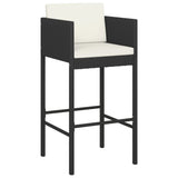 7 Piece Garden Bar Set with Cushions Black Poly Rattan 3203927