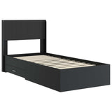 Bed Frame with Storage and Headboard Black 75 x 190 cm 3414524