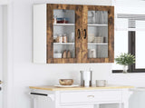 Wall Glass Cabinet LUCCA 2 pcs Smoked Oak 40 x 31 x 80 cm 884996