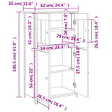Highboard Grey Sonoma 62x32x106.5 cm Engineered Wood 834208