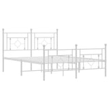 Metal Bed Frame without Mattress with Footboard White 135x190cm 374405