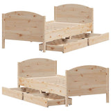 Bed Frame without Mattress 75x190 cm Small Single Solid Wood Pine 3301812