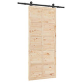 Sliding Door Brown 80 x 208 cm Solid Pine Wood 3381175