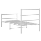 Metal Bed Frame without Mattress with Footboard White 90x190cm 355424