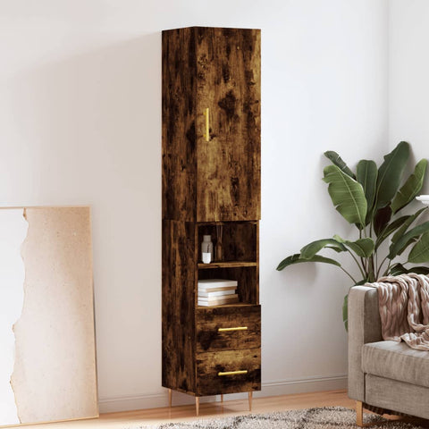 Highboard Smoked Oak 34.5x34x180 cm Engineered Wood 3198910