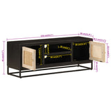 TV Cabinet Black 110x30x40 cm Solid Wood Mango and Iron 372002