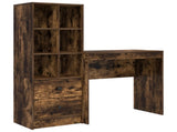 Desk with Drawer with Shelf with Storage 2 pcs Smoked Oak 3337317