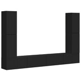 TV Cabinet Set 8 pcs Black Engineered Wood 3409133