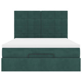 Ottoman Bed with Mattresses Dark Green 140x190cm Velvet 3313472