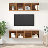 TV Cabinet Set 4 pcs Old Wood 37 x 37 x 72 cm Engineered Wood 3393531